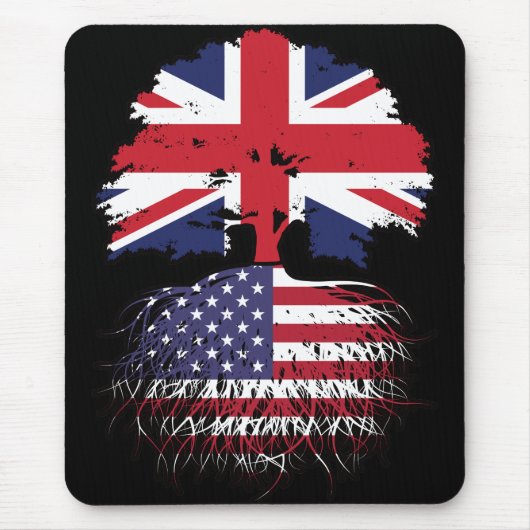 アメリカ合衆国アメリカ英国ツリールーツ国旗 マウスパッド (正面)