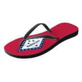 アメリカ合衆国アーカンソー州旗と大人のスリムストラップ ビーチサンダル (アングル)