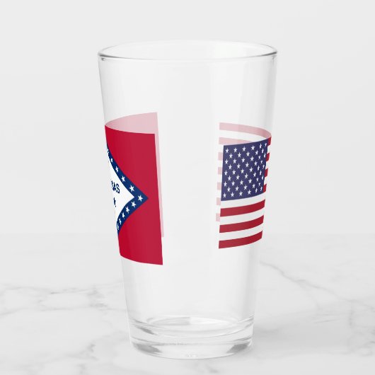 アメリカ合衆国アーカンソー州旗を持つ愛国的なガラス杯 タンブラーグラス (左)