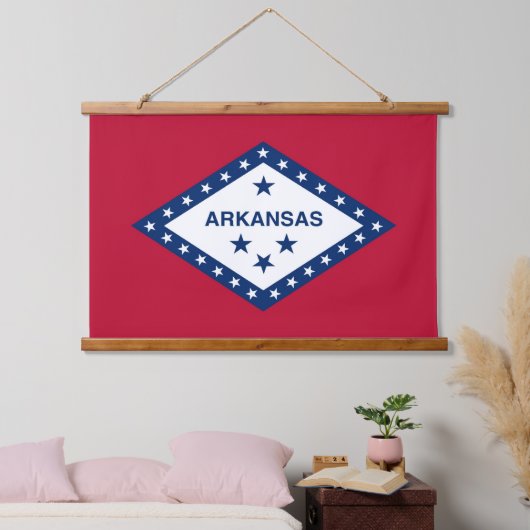 アメリカ合衆国アーカンソー州旗を掲げたウォールタペストリー 吊り下げ型タペストリー (寝室)