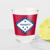 アメリカ合衆国アーカンソー州旗を掲げた愛国的なショットグラス ショットグラス (正面)