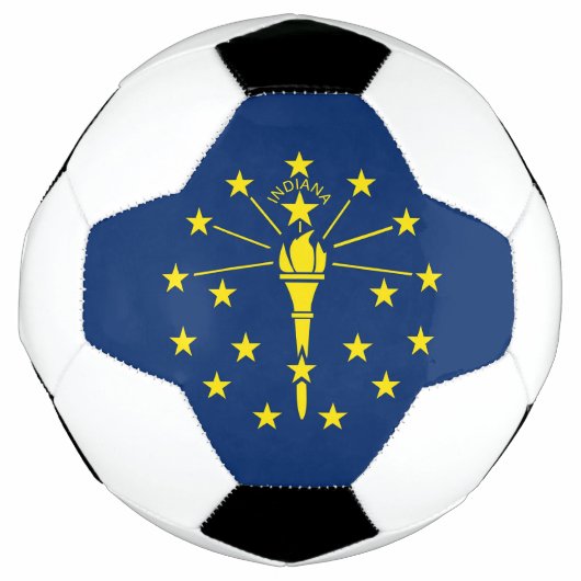 アメリカ合衆国インディアナ州の州旗をあしらった愛国的なサッカーボール サッカーボール (正面)