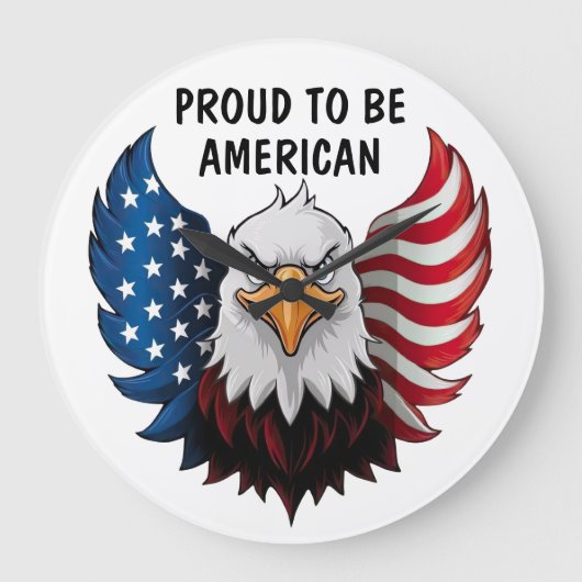 アメリカ合衆国イーグル国旗の壁時計 ラージ壁時計 (正面)