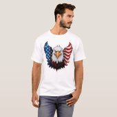 アメリカ合衆国イーグル国旗の白 Tシャツ (正面フル)