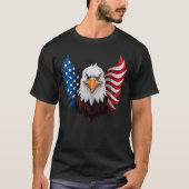アメリカ合衆国イーグル国旗の黒 Tシャツ (正面)