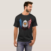 アメリカ合衆国イーグル国旗の黒 Tシャツ (正面フル)