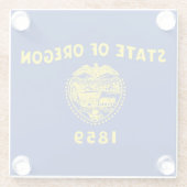 アメリカ合衆国オレゴン州州州旗を持つガラスコースター ガラスコースター (裏面)