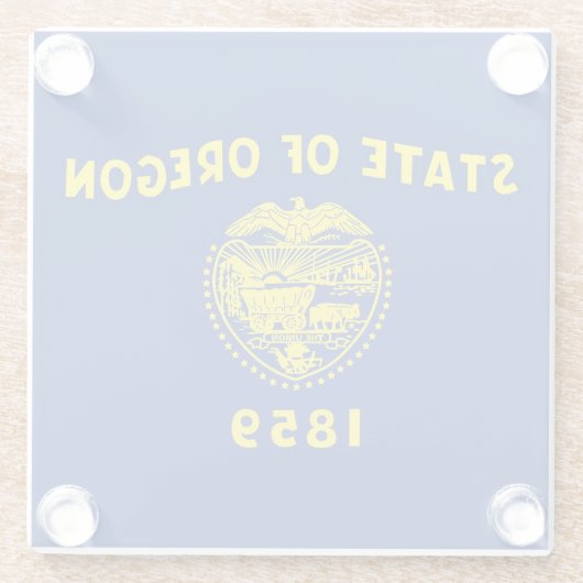 アメリカ合衆国オレゴン州州州旗を持つガラスコースター ガラスコースター (裏面)