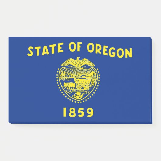 アメリカ合衆国オレゴン州州州旗を持つメモ ポストイット (正面)