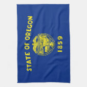アメリカ合衆国オレゴン州旗を持つキッチンタオル キッチンタオル (縦)