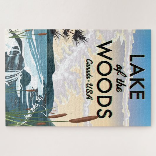 アメリカ合衆国カナダのウッズ湖 ジグソーパズル (横)