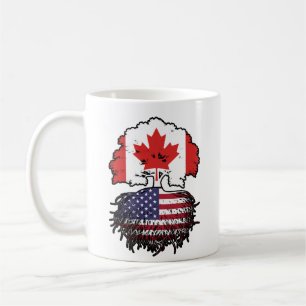 アメリカ合衆国カナダの木のルーツ国旗 コーヒーマグカップ