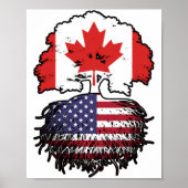 アメリカ合衆国カナダの木のルーツ国旗 ポスター (正面)