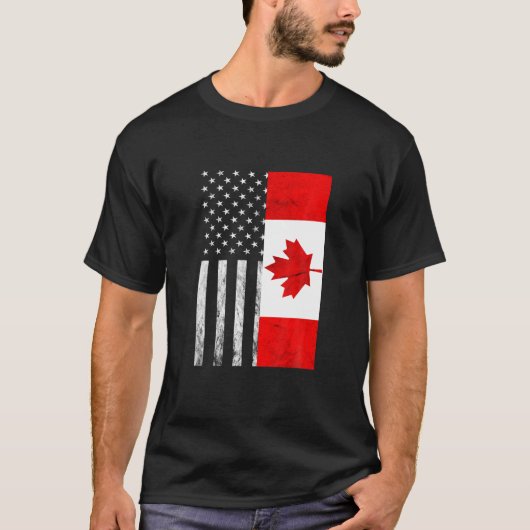 アメリカ合衆国カナダヴィンテージ州旗 Tシャツ (正面)