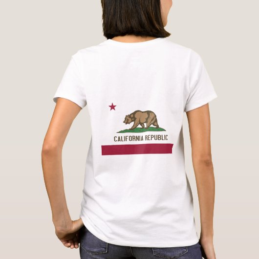 アメリカ合衆国カリフォルニア州の女子フリースジップジョガー国旗 Tシャツ (裏面)