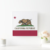 アメリカ合衆国カリフォルニア州旗を持つウォールクロック スクエア壁時計 (ホーム)