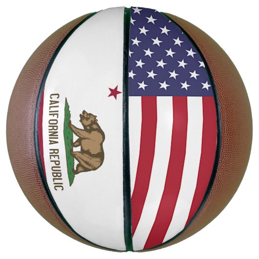 アメリカ合衆国カリフォルニア州旗を持つフルサイズバスケットボール バスケットボール (縦)