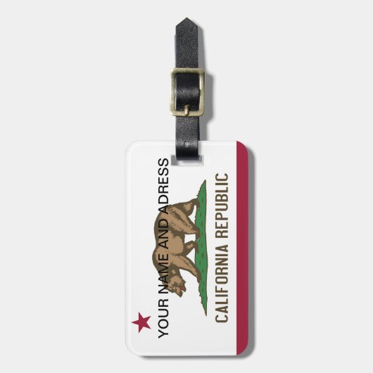 アメリカ合衆国カリフォルニア州旗を持つ荷物タグ ラゲッジタグ (正面縦)