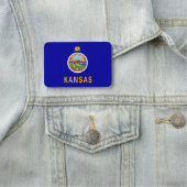 アメリカ合衆国カンザス州旗を持つ愛国的な名前タグ 名札 (インサイチュ)