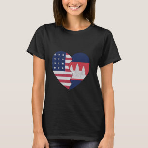 アメリカ合衆国カンボジア・アンコールワット・カンボジア国旗Cam Tシャツ