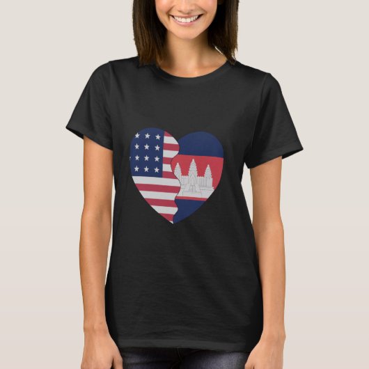 アメリカ合衆国カンボジア・アンコールワット・カンボジア国旗Cam Tシャツ (正面)
