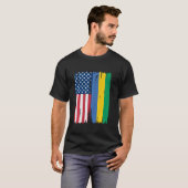 アメリカ合衆国ガボン半米国旗のルーツ Tシャツ (正面フル)