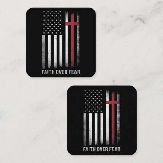アメリカ合衆国キリスト教国旗Fに対するアメリカのキリスト教信仰 スクエア名刺 (正面/裏面)
