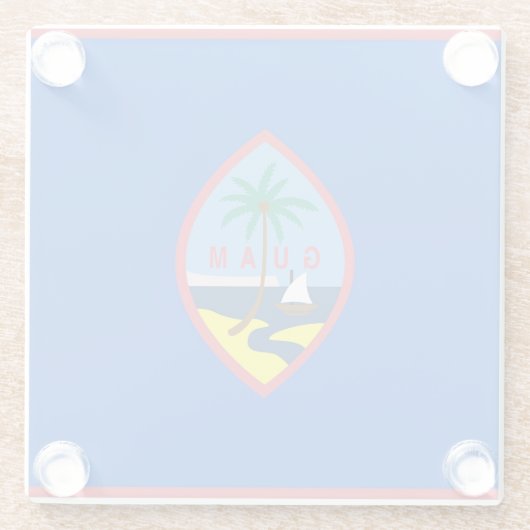 アメリカ合衆国グアム国旗を掲げたガラスコースター ガラスコースター (裏面)