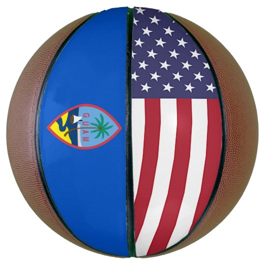 アメリカ合衆国グアム国旗を掲げたフルサイズバスケットボール バスケットボール (縦)
