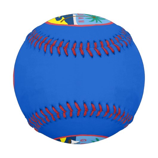 アメリカ合衆国グアム国旗を掲げた愛国野球 野球ボール (裏面)