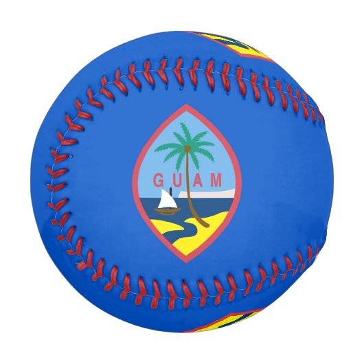 アメリカ合衆国グアム国旗を掲げた愛国野球 野球ボール (正面左)