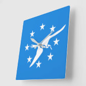 アメリカ合衆国コーパスクリスティシティ国旗を掲げた壁時計 スクエア壁時計 (傾斜)