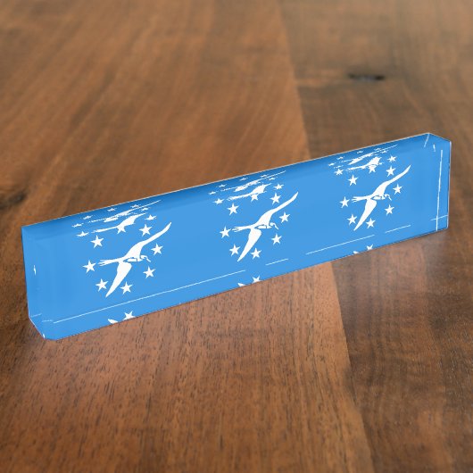 アメリカ合衆国コーパスクリスティ州旗を持つ卓上の銘板 デスクネームプレート (側面)