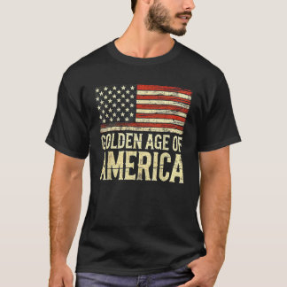 アメリカ合衆国ゴールデンエイジ国旗のトランプ就任式 Tシャツ