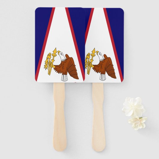 アメリカ合衆国サモア国旗とハンドファンのセット ハンドファン (正面&裏面)