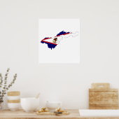 アメリカ合衆国サモア国旗の地図フルサイズ ポスター (キッチン)