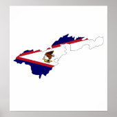 アメリカ合衆国サモア国旗の地図フルサイズ ポスター (正面)