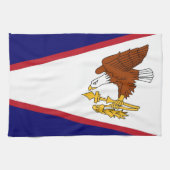 アメリカ合衆国サモア国旗を掲げたキッチンタオル キッチンタオル (横)