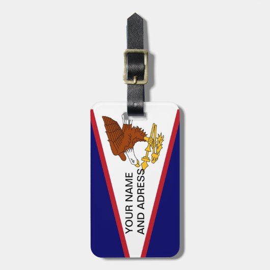 アメリカ合衆国サモア州旗と荷札 ラゲッジタグ (正面縦)