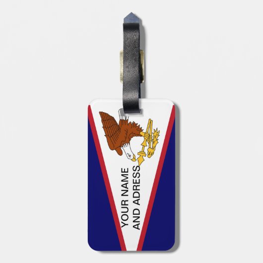 アメリカ合衆国サモア州旗と荷札 ラゲッジタグ (裏面縦)