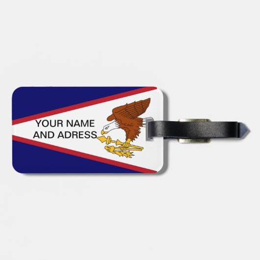 アメリカ合衆国サモア州旗と荷札 ラゲッジタグ (裏面横)