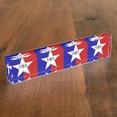 アメリカ合衆国サンアントニオ州旗を持つデスクの銘板 デスクネームプレート (側面)