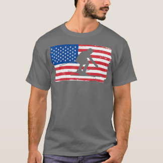 アメリカ合衆国スキー愛国的なアメリカ国旗のスキー Tシャツ