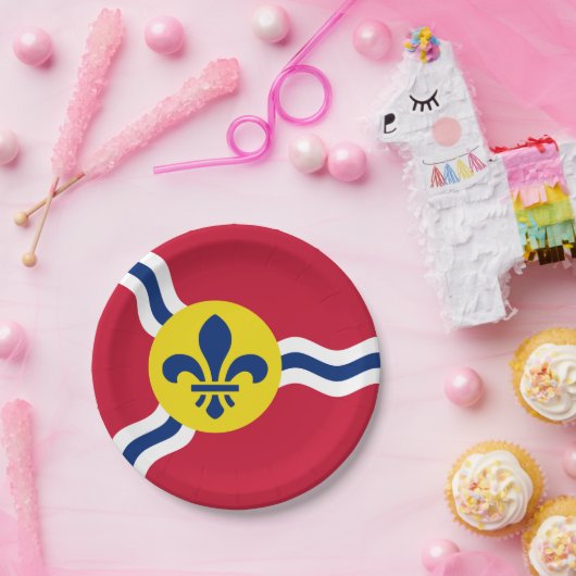 アメリカ合衆国セントルイス州旗を持つ愛国的紙プレート ペーパープレート (パーティー)