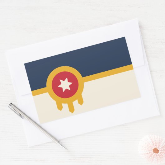 アメリカ合衆国タルサ州旗を貼った長方形シール 長方形シール (封筒)