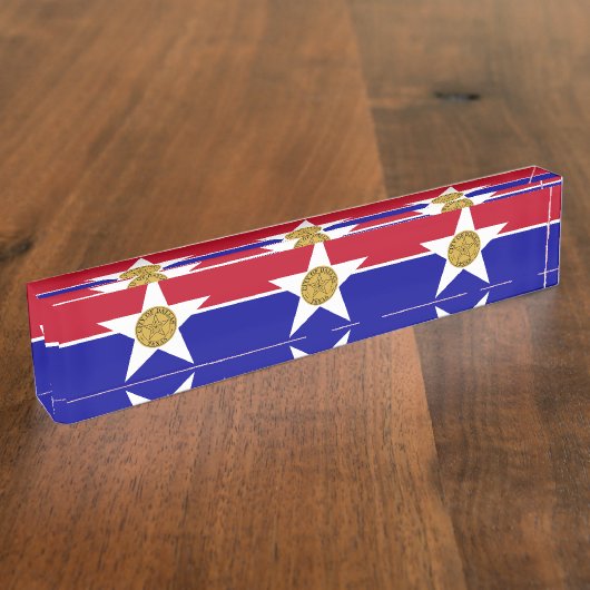 アメリカ合衆国ダラス州旗の付いたデスクの銘板 デスクネームプレート (側面)