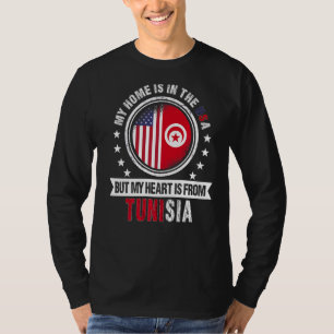 アメリカ合衆国チュニジア国旗のハート Tシャツ