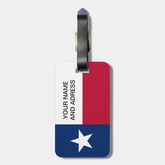 アメリカ合衆国テキサス州州旗を持つ荷札 ラゲッジタグ (裏面縦)