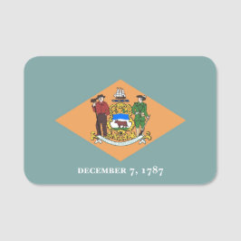 アメリカ合衆国デラウェア州旗と愛国的な名前タグ 名札