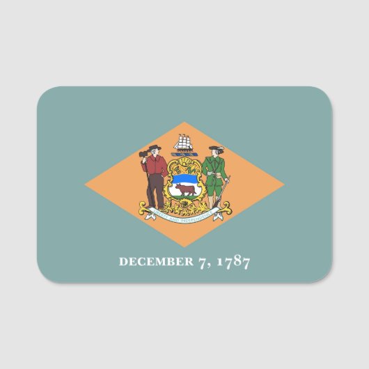 アメリカ合衆国デラウェア州旗と愛国的な名前タグ 名札 (正面)